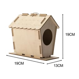 image-DIY Bird House Yard Gift Shelter Outdoor Unfinished Bird Nest Wooden Nesting Box
