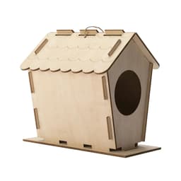 image-DIY Bird House Yard Gift Shelter Outdoor Unfinished Bird Nest Wooden Nesting Box