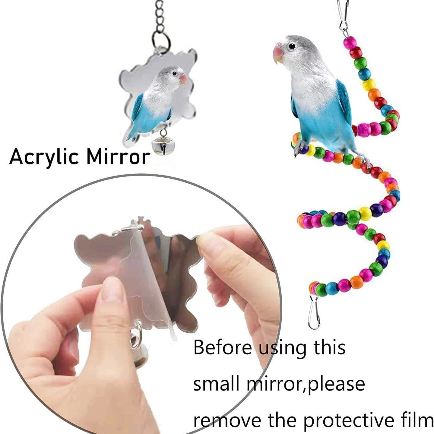 image-7PCs Parrot Toys Bird Cage Accessories