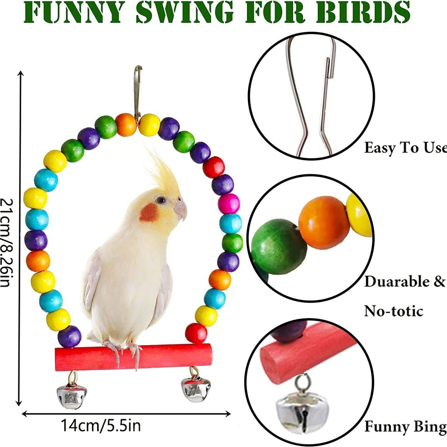image-7PCs Parrot Toys Bird Cage Accessories