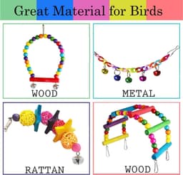 image-7PCs Parrot Toys Bird Cage Accessories