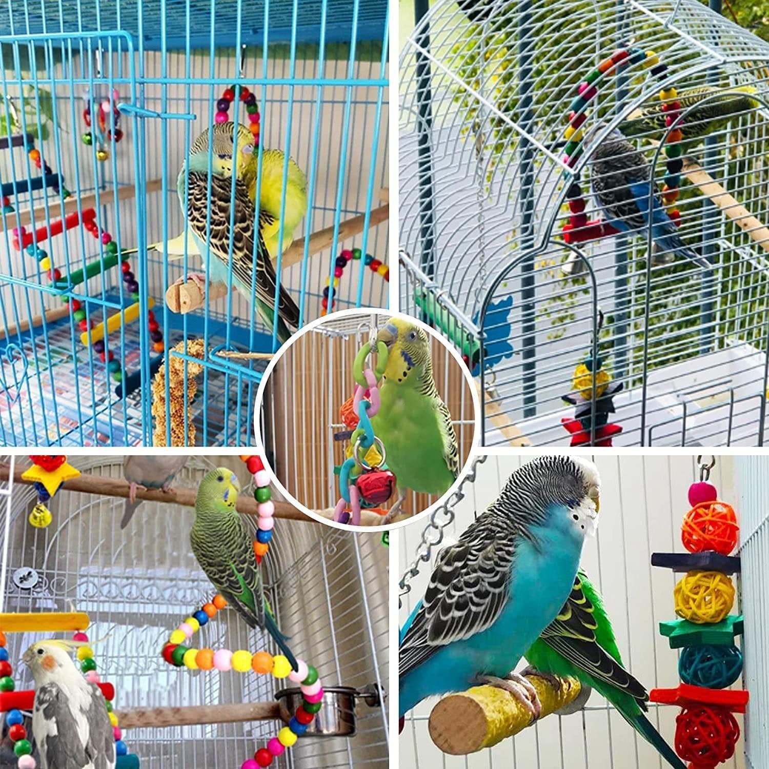 image-7PCs Parrot Toys Bird Cage Accessories