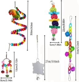 image-7PCs Parrot Toys Bird Cage Accessories