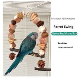 image-Wooden Parrot Swing Natural Log Bird Stand Pole Perched Wooden Mountain Parrot Toys