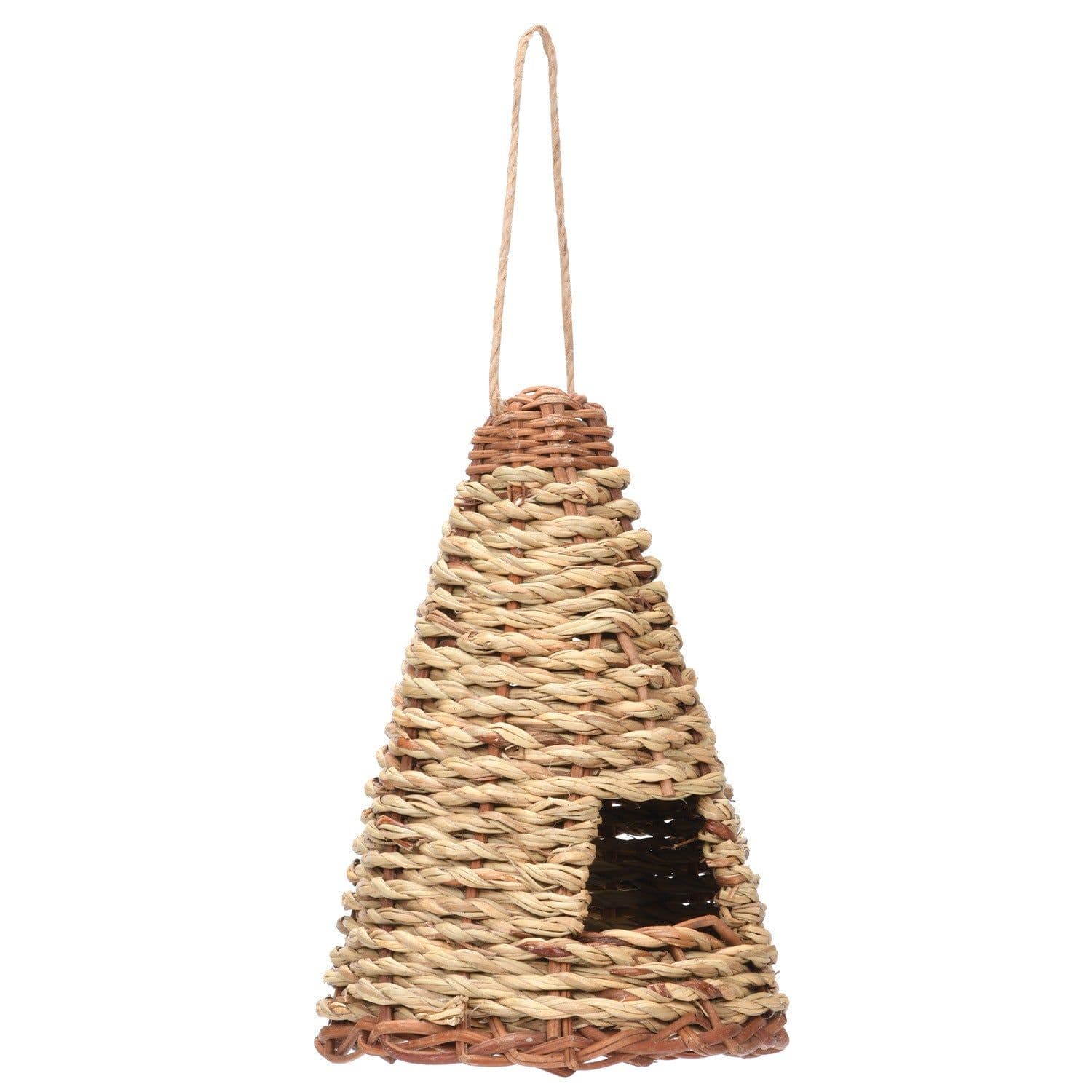 image-Creative Flat Bottomed Grass Woven Bird's Nest Horticultural Decoration