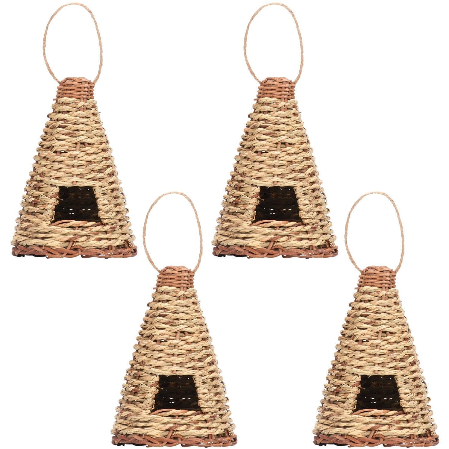 image-Creative Flat Bottomed Grass Woven Bird's Nest Horticultural Decoration