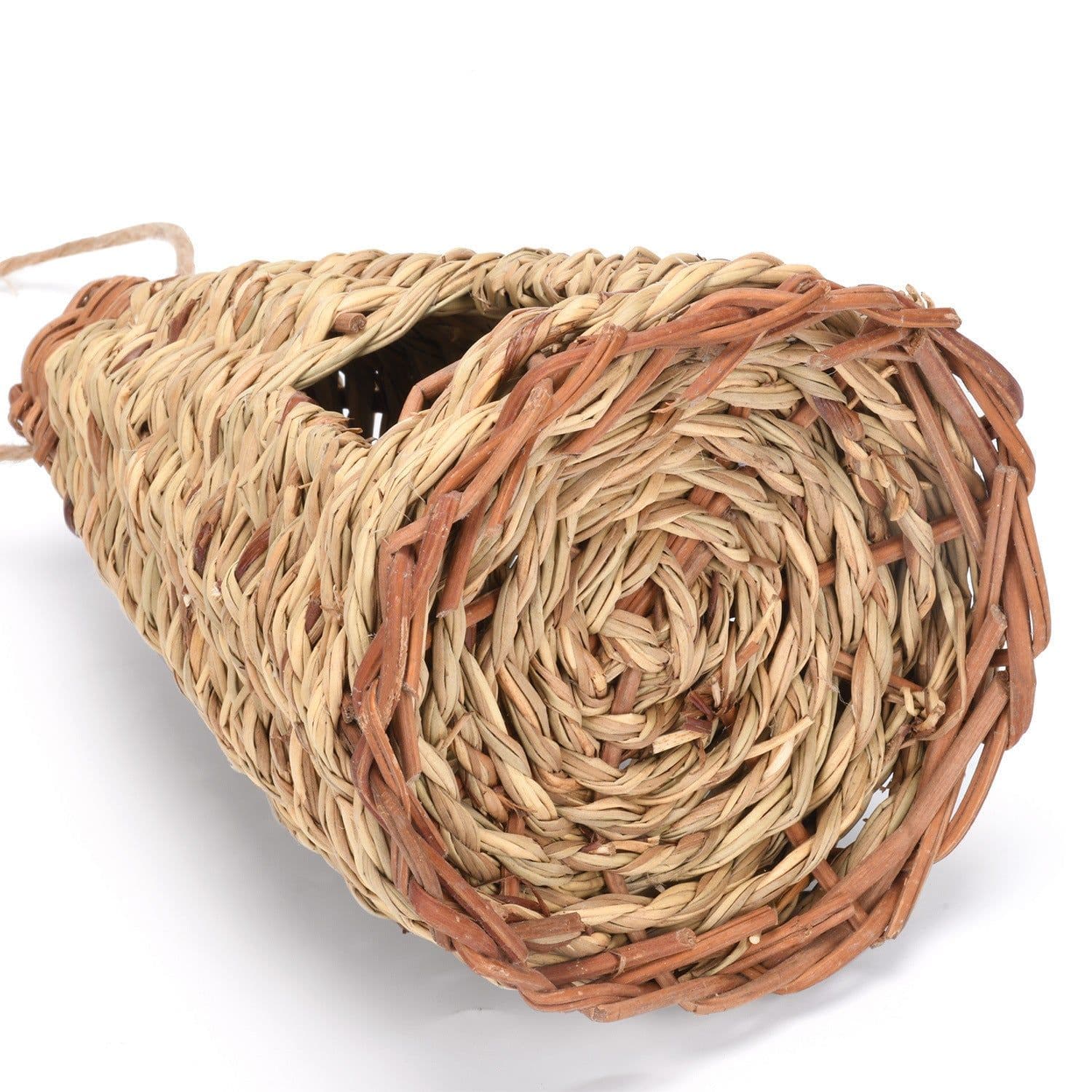 image-Creative Flat Bottomed Grass Woven Bird's Nest Horticultural Decoration