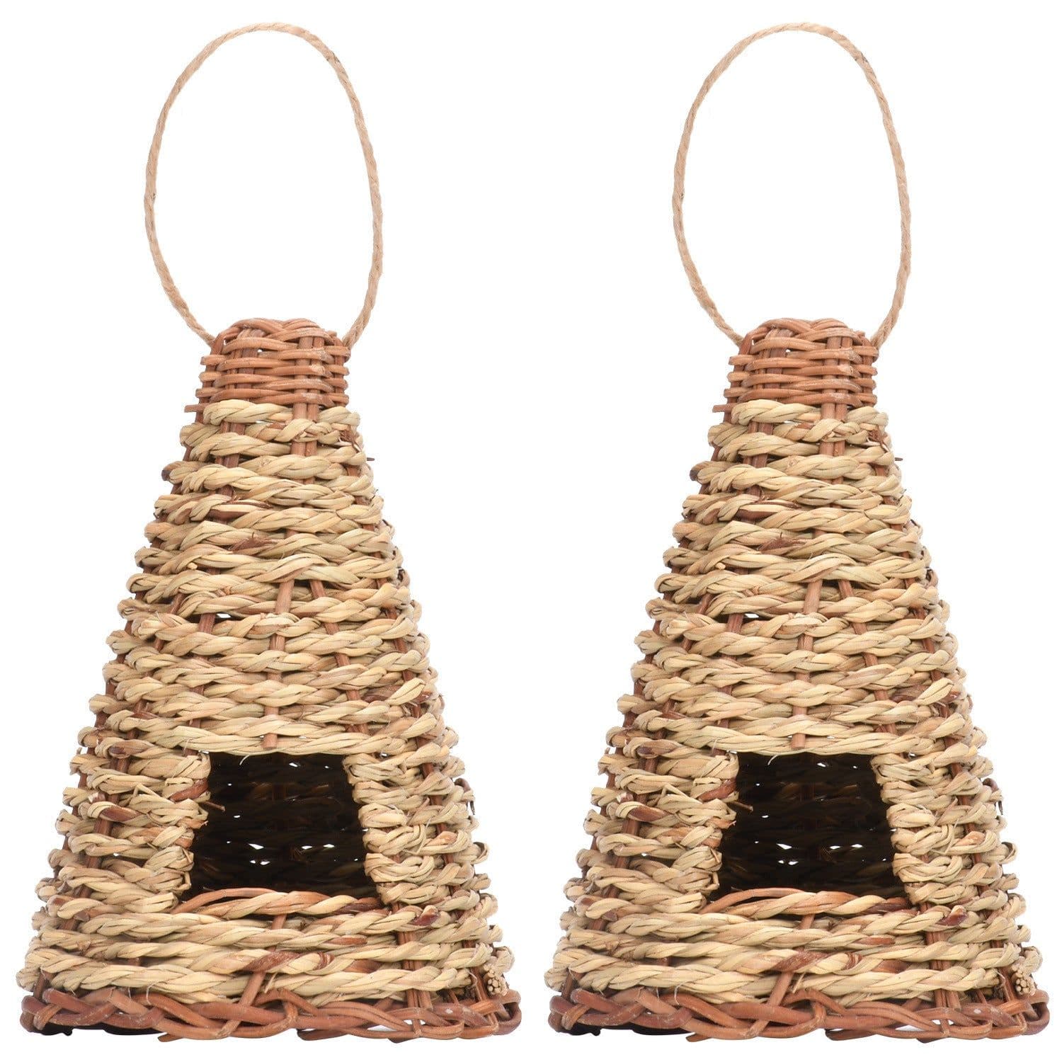 image-Creative Flat Bottomed Grass Woven Bird's Nest Horticultural Decoration