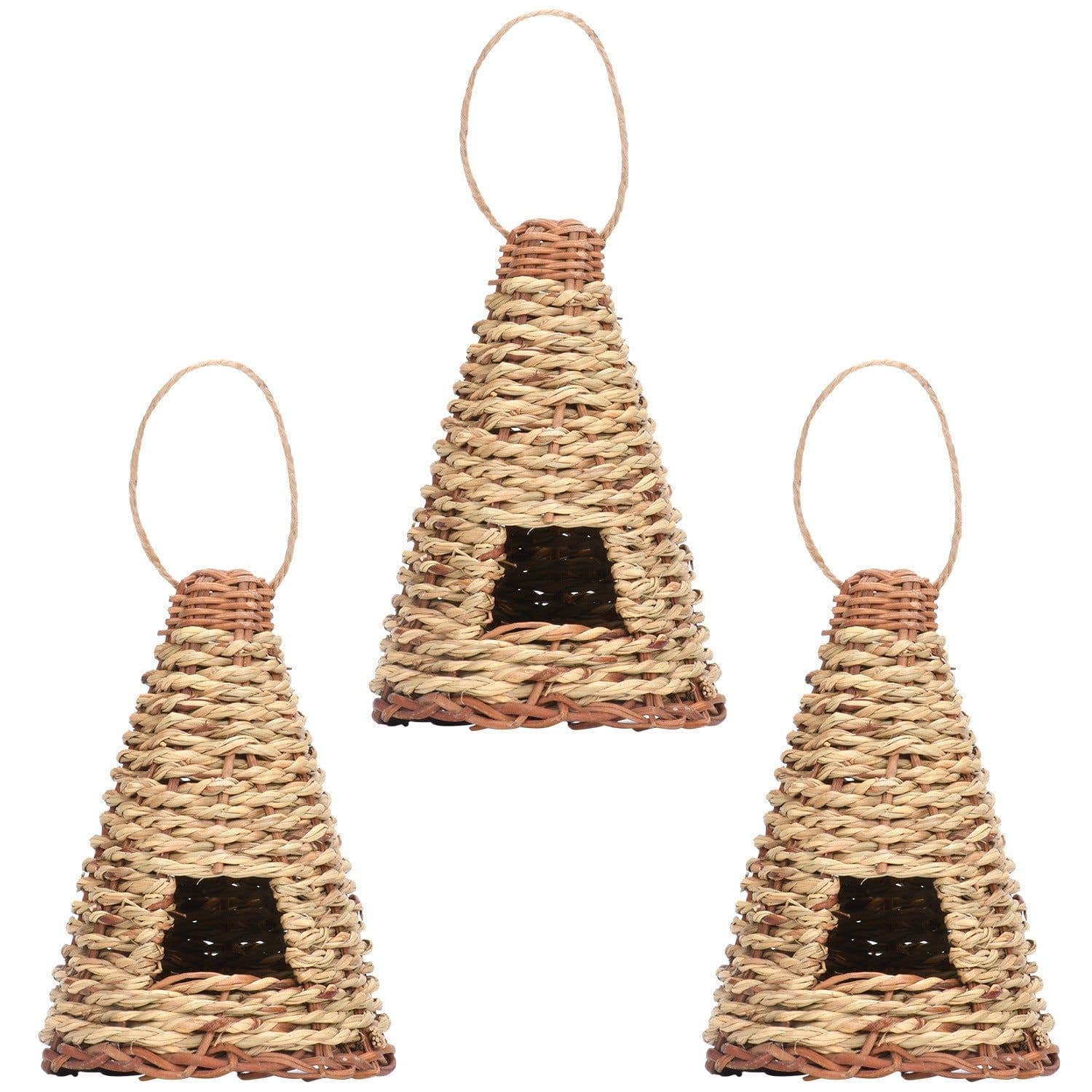 image-Creative Flat Bottomed Grass Woven Bird's Nest Horticultural Decoration