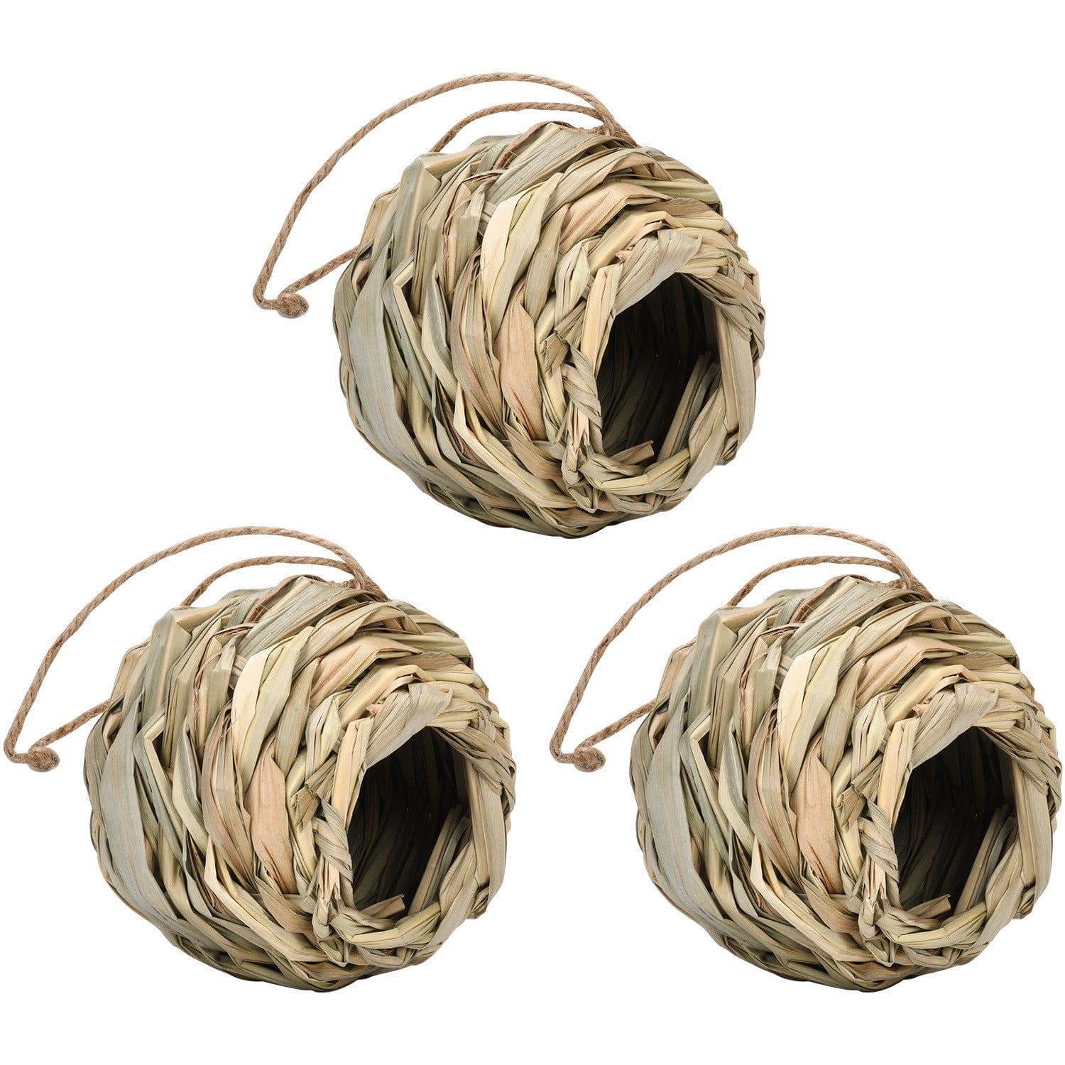 image-Straw Spherical Round Mouth Outdoor Bird Nest