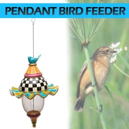 image-Metal Bird Feeder Creative Pattern Birdhouse Hanging Decor Garden Yard Window Parrot Feeding Pendant Decoration