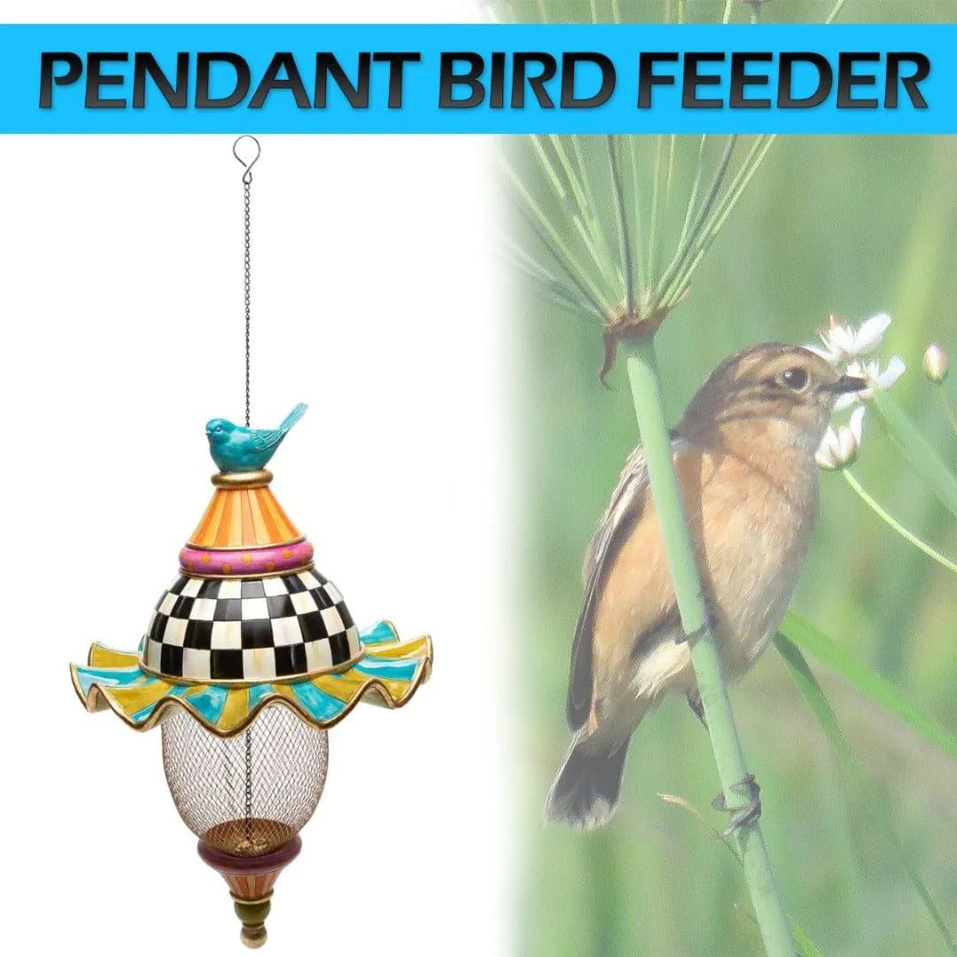 image-Metal Bird Feeder Creative Pattern Birdhouse Hanging Decor Garden Yard Window Parrot Feeding Pendant Decoration