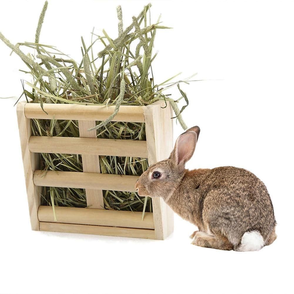 image-Wooden Grass Rack And Food Box Rabbit Chinchilla