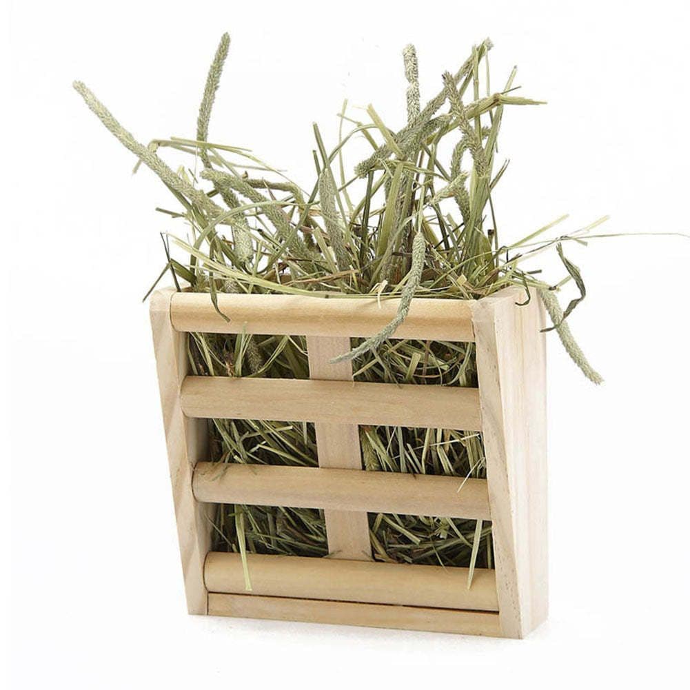 image-Wooden Grass Rack And Food Box Rabbit Chinchilla