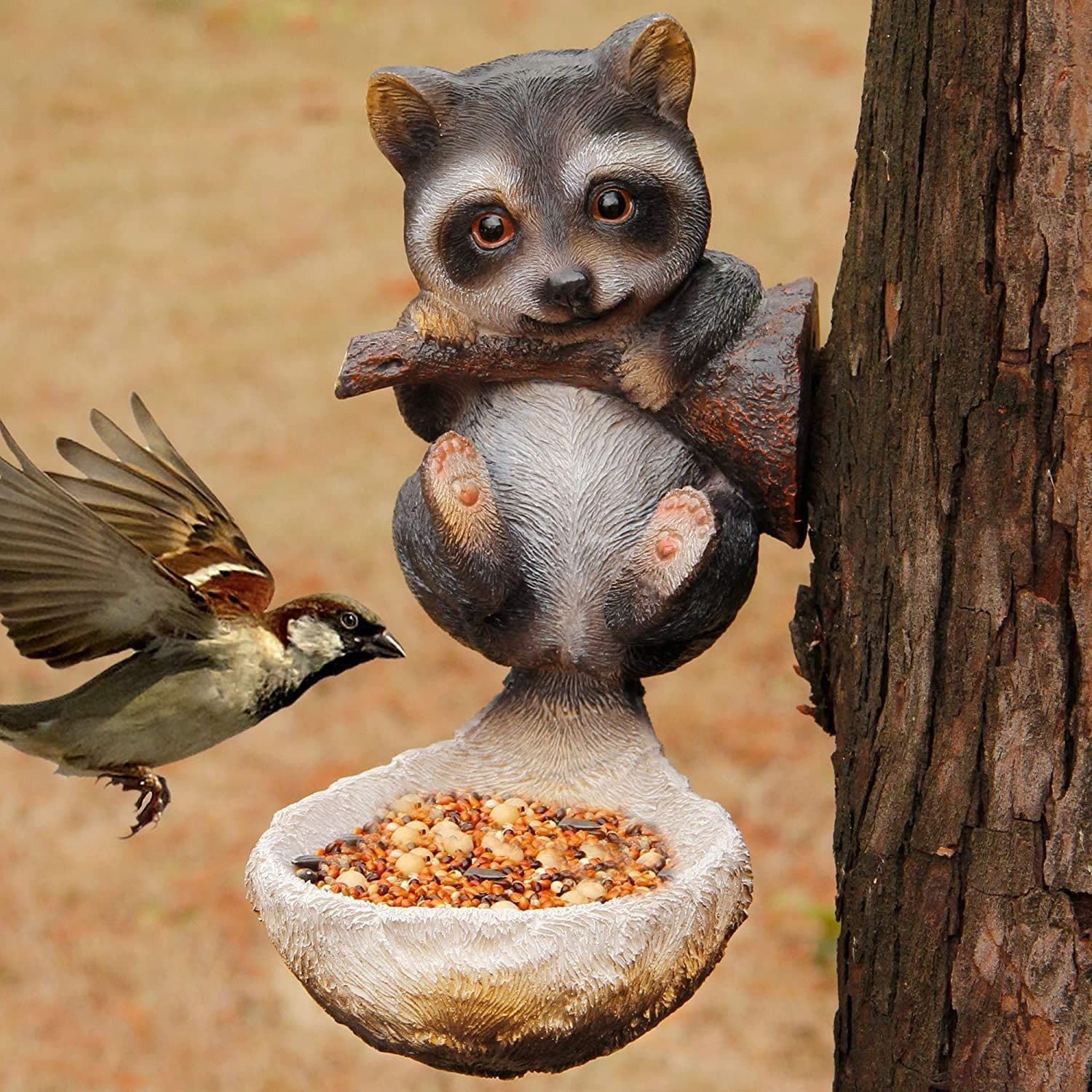 image-Cute Squirrel Bird Feeder For Garden Decoration