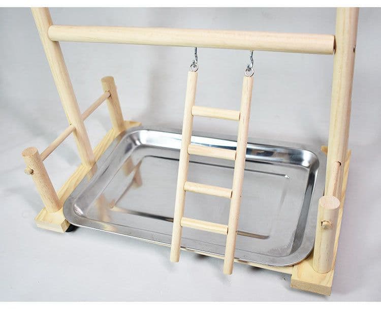 image-Solid Wood Toy Swing Climbing Ladder Shelf Peony Xuan Double-layer Stainless Steel Food Box