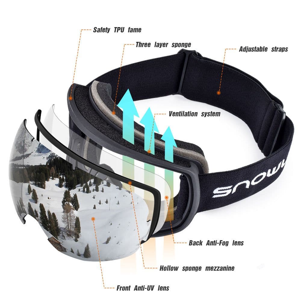 image-New double-layer anti-fog ski goggles, mountaineering ski goggles, men's and women's snow glasses card myopia