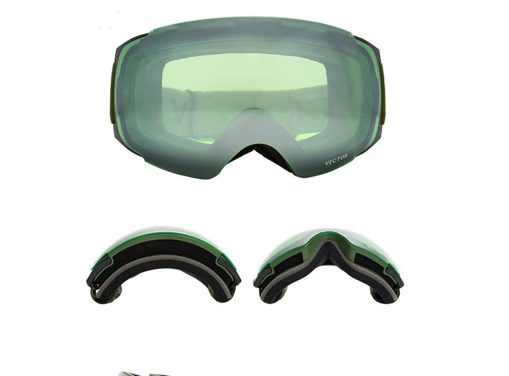 image-Compass ski glasses for men and women double-layer lens anti-fog spherical surface with magnets can be changed mountaineering goggles