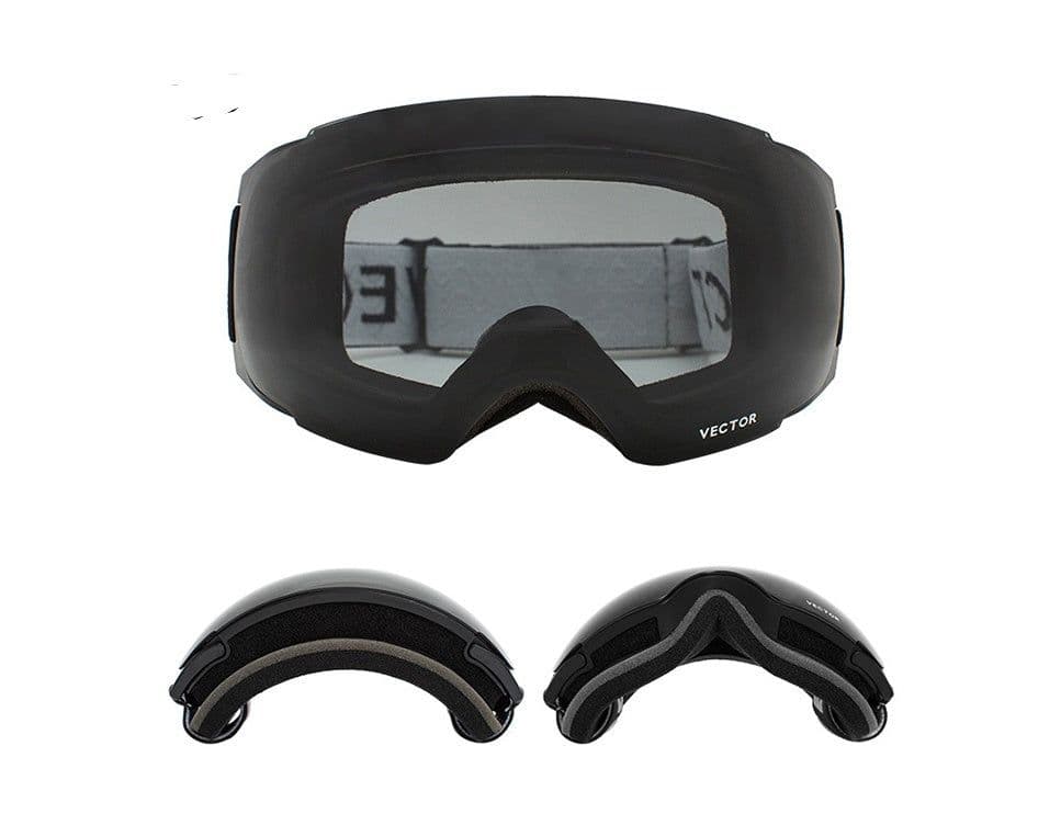 image-Compass ski glasses for men and women double-layer lens anti-fog spherical surface with magnets can be changed mountaineering goggles