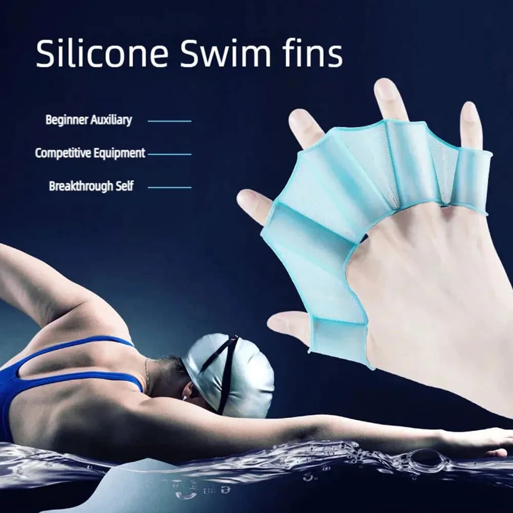 image-Silicone Swimming Hand Fins Half Finger Diving Gloves
