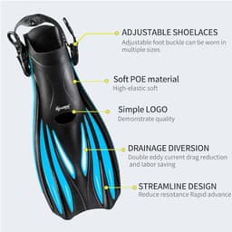 image-Swimming Fins Snorkel Diving Flippers Open Heel Adult