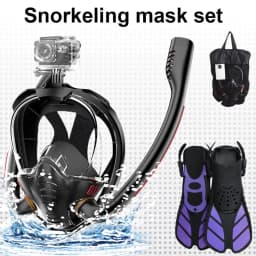 image-Snorkeling Mask Double Tube Full Face Silicone Diving Gear