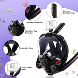 image-Snorkeling Mask Double Tube Full Face Silicone Diving Gear