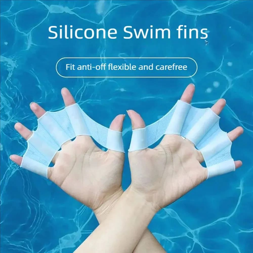 image-Silicone Swimming Hand Paddles Diving Gloves Training