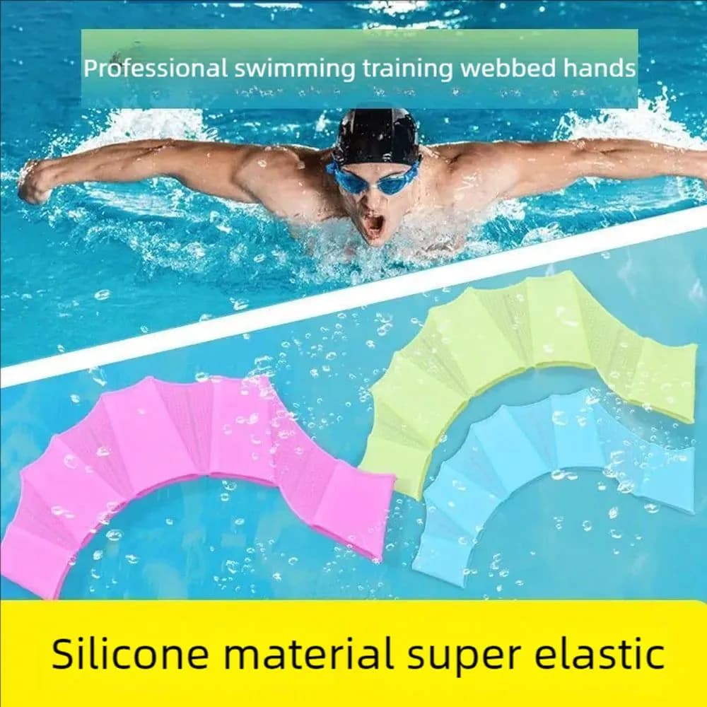 image-Silicone Swimming Hand Paddles Diving Gloves Training
