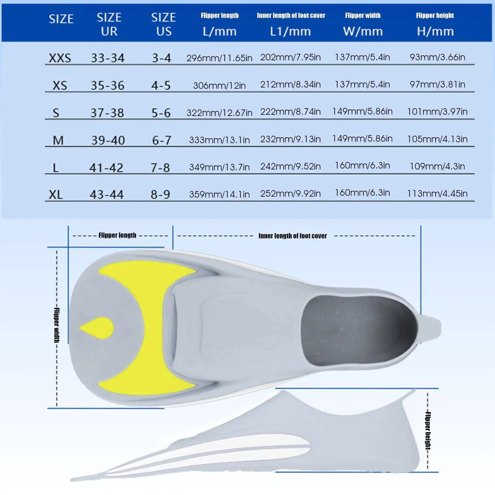 image-Swim Training Fins Short Compact Unisex XS-XL