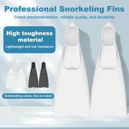 image-Adult Snorkeling Fins Webbed Diving Flippers Black White