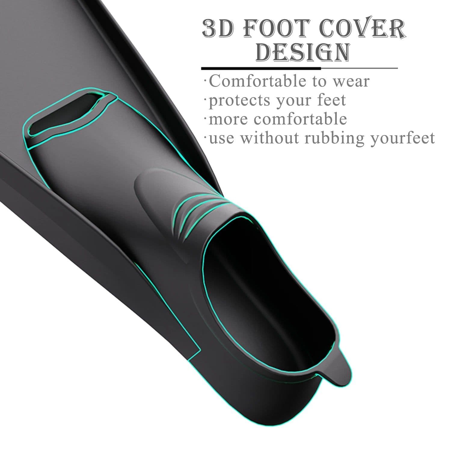 image-Adult Snorkeling Fins Webbed Diving Flippers Black White