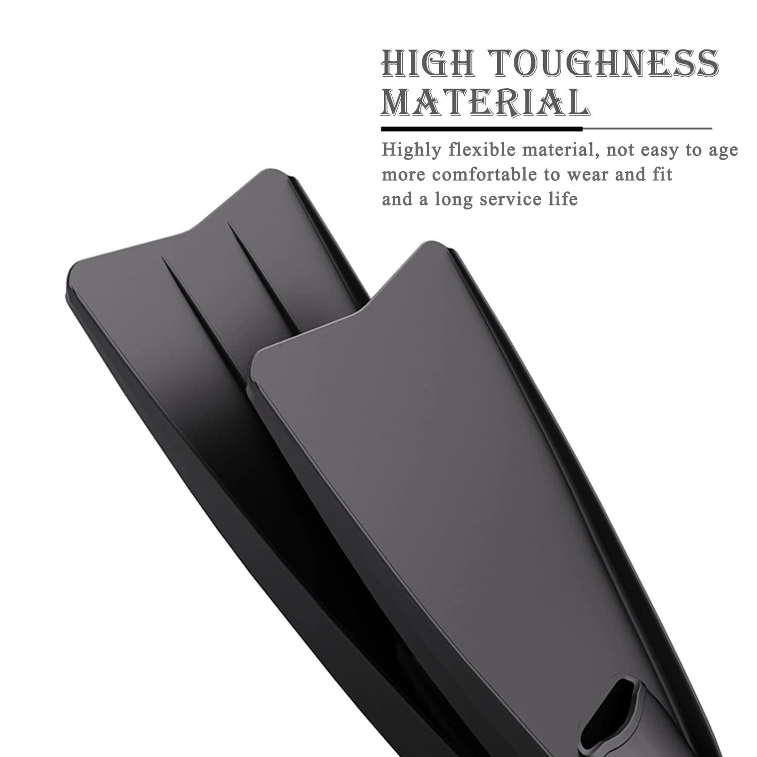 image-Adult Snorkeling Fins Webbed Diving Flippers Black White