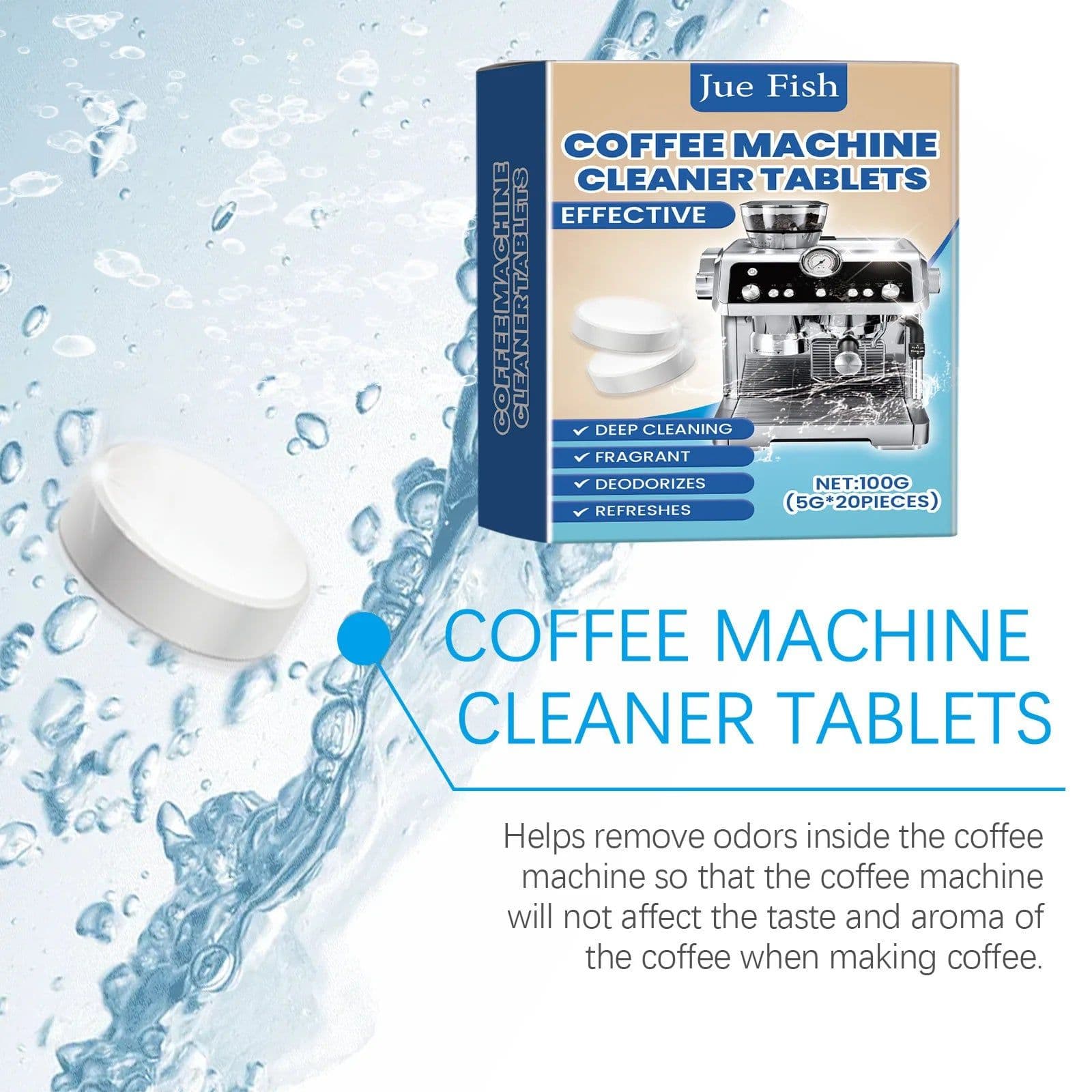 image-Jue Fish Coffee Machine Cleaner Tablet 100g