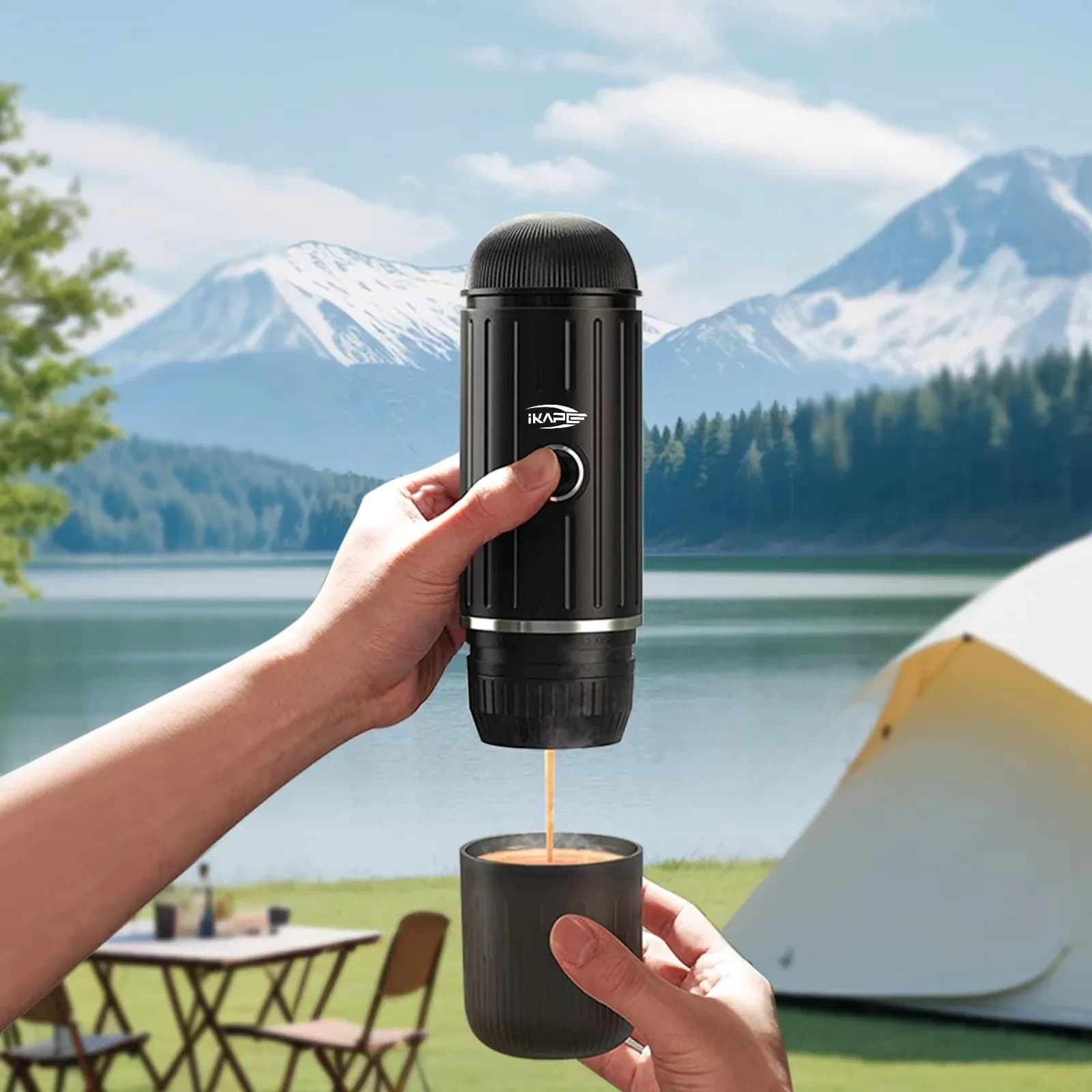 image-IKAPE Portable Electric Coffee Maker, Capsule/Ground