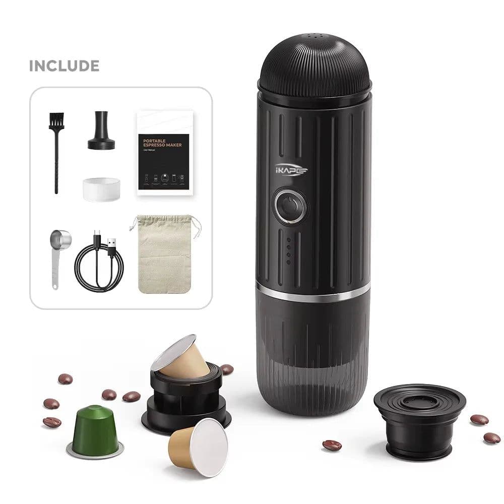 image-IKAPE Portable Electric Coffee Maker, Capsule/Ground