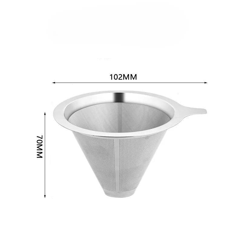 image-Stainless Steel Pour Over Coffee Dripper Reusable Mesh