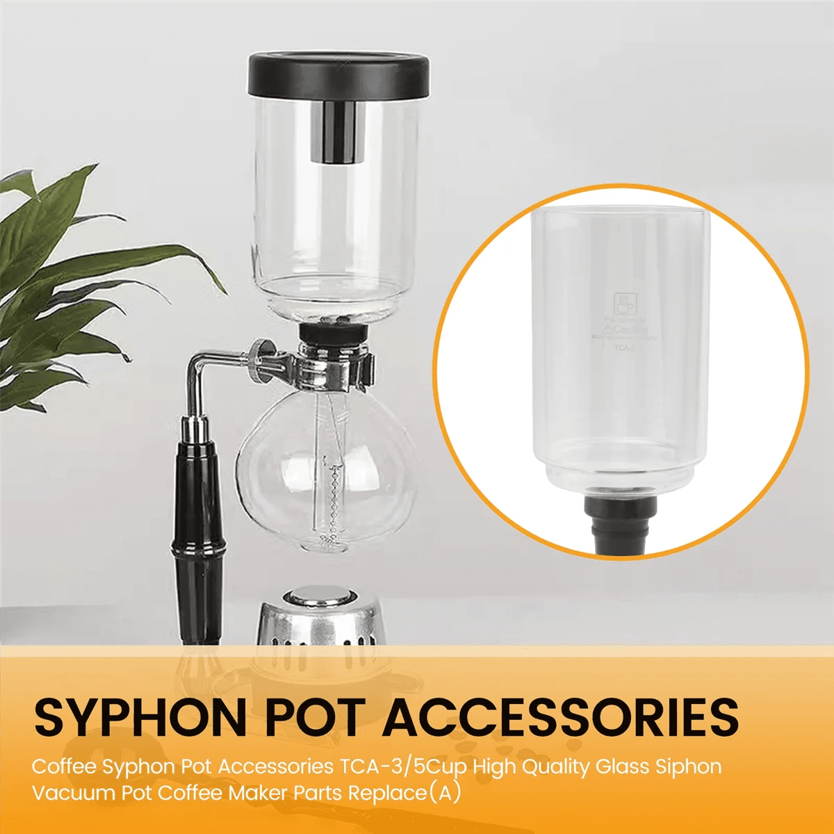 image-OQZEX Coffee Syphon Pot Accessories 3-Cup Glass