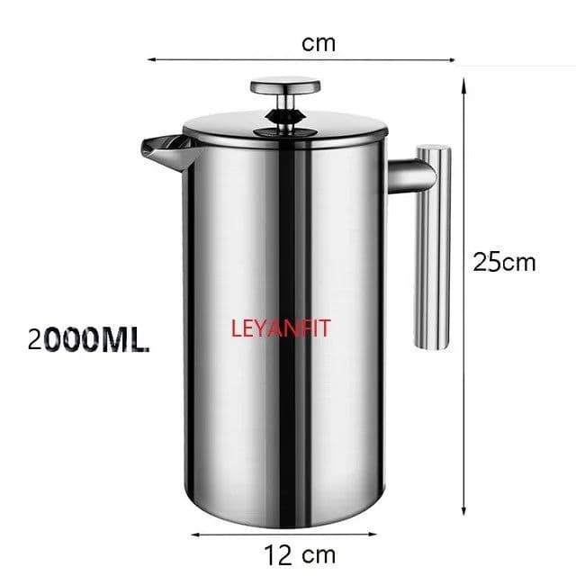 image-French Press Coffee Maker Stainless Steel 1.5L/2L