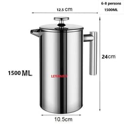 image-French Press Coffee Maker Stainless Steel 1.5L/2L