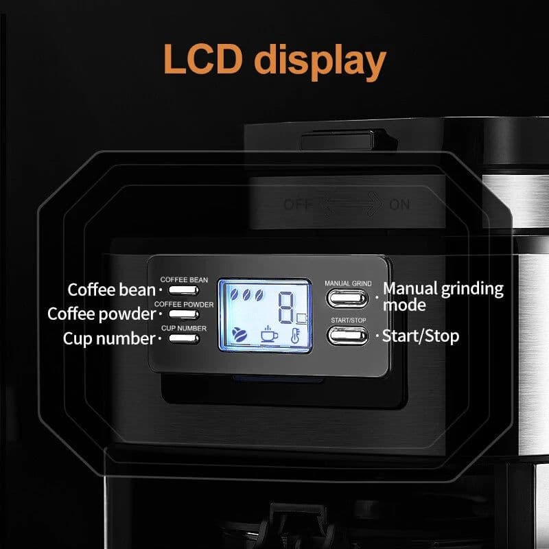 image-Petrus PE3200 Drip Coffee Maker 10-Cup Grinder