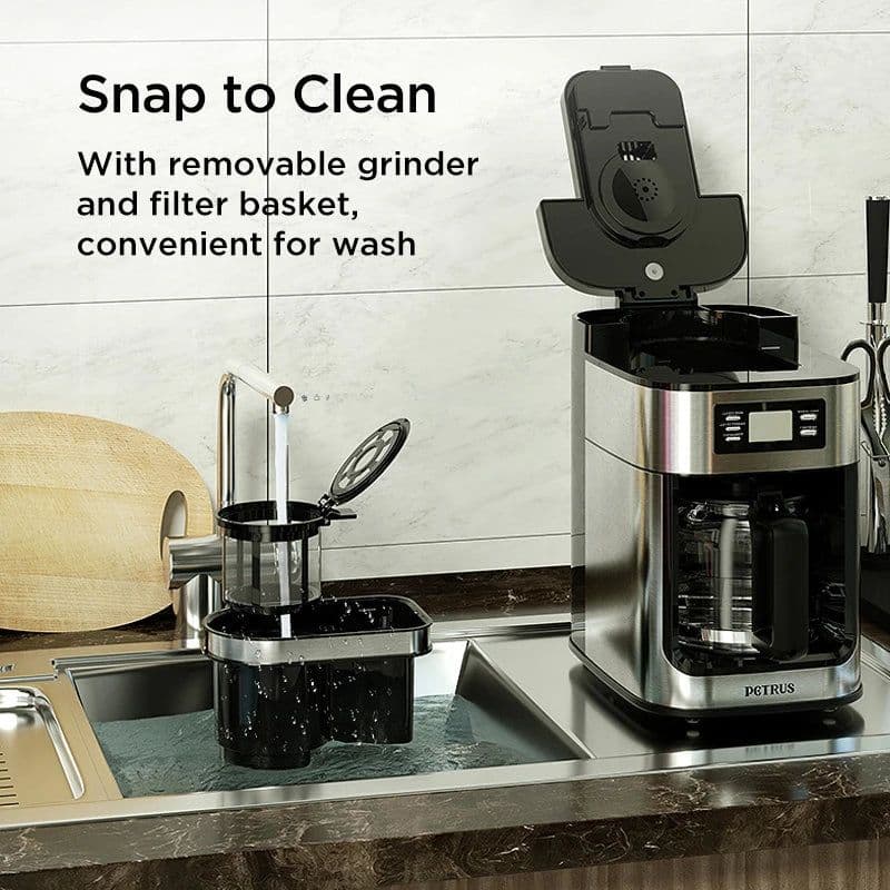 image-Petrus PE3200 Drip Coffee Maker 10-Cup Grinder