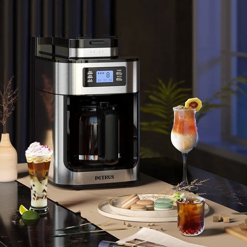 image-Petrus PE3200 Drip Coffee Maker 10-Cup Grinder