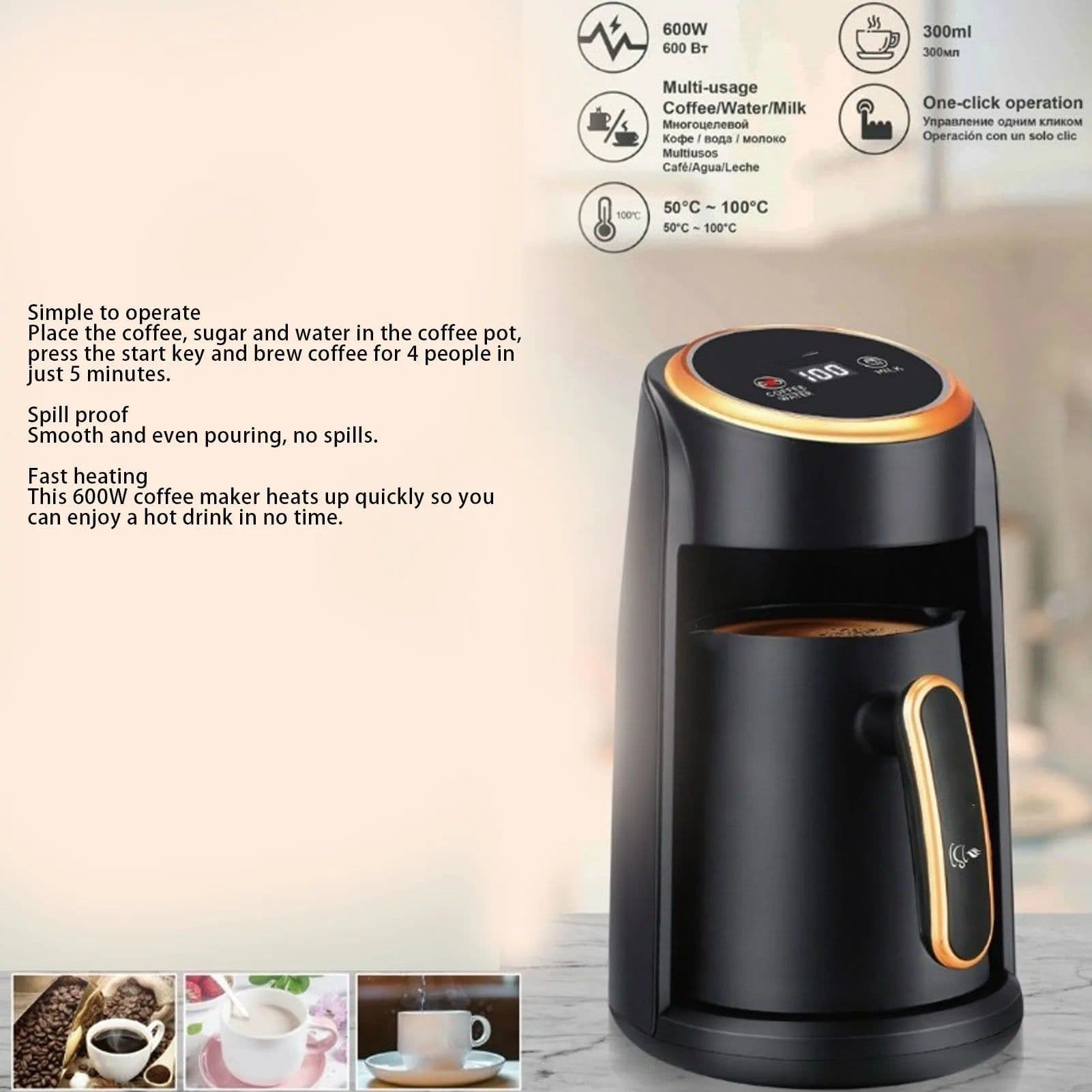 image-Homgeek Turkish Coffee Machine 600W 300ML