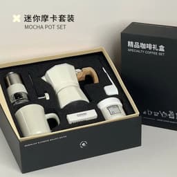 image-Hand Grinder Coffee Maker Set, 6-Piece Moka Pot Kit