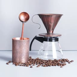 image-Pure Red Copper Turkish Coffee Maker Set with Gooseneck Kettle