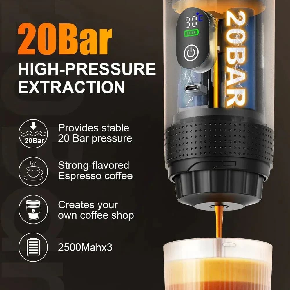 image-DENOKIN KF-JN-02pro2.0 Portable Espresso Machine 20 Bar