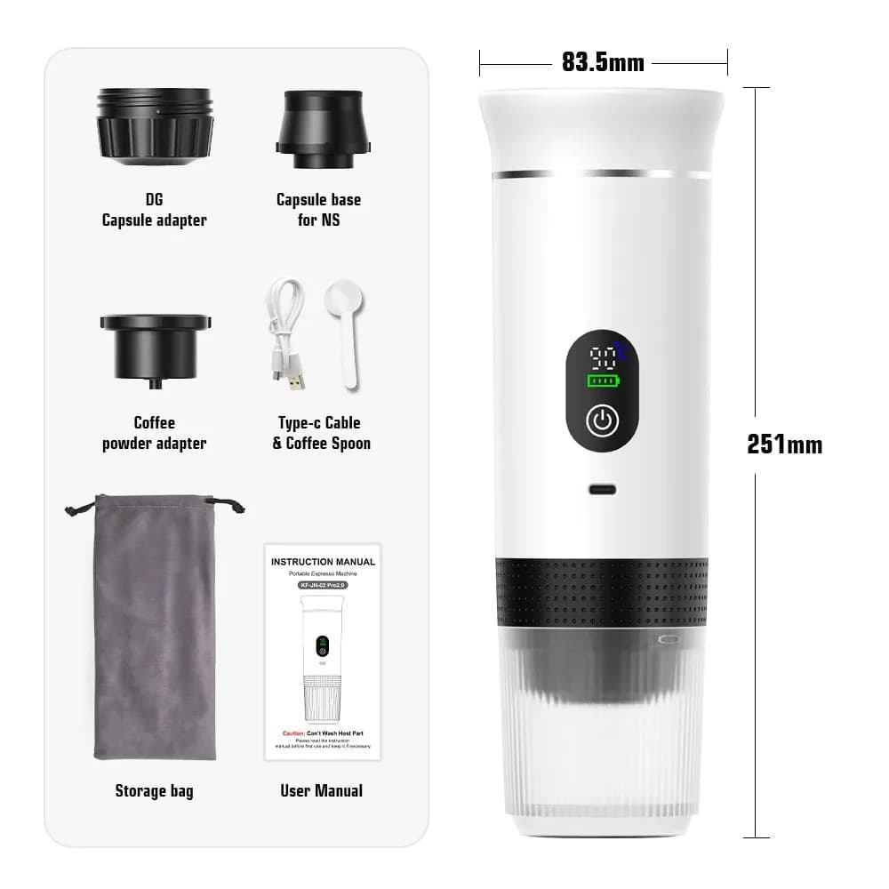 image-DENOKIN KF-JN-02pro2.0 Portable Espresso Machine 20 Bar