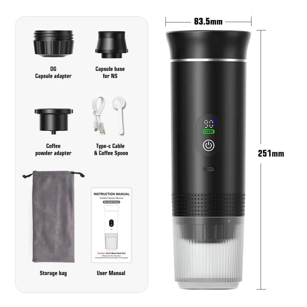 image-DENOKIN KF-JN-02pro2.0 Portable Espresso Machine 20 Bar