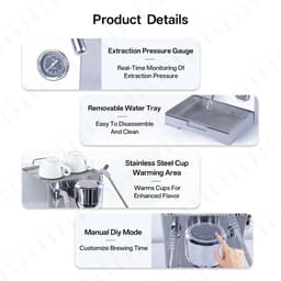 image-CAFOVO E120 Semi-Automatic Espresso Machine 9Bar